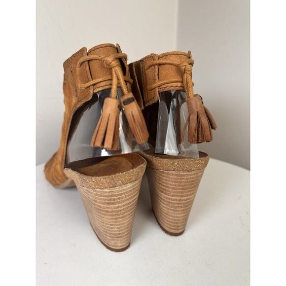 Miz Mooze Block Heel Maddie Leather Brown Open Toe Sandals Zip up Boho 41 NWOB - Picture 12 of 12